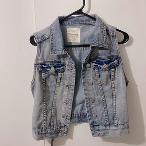 Light wash denim vest
